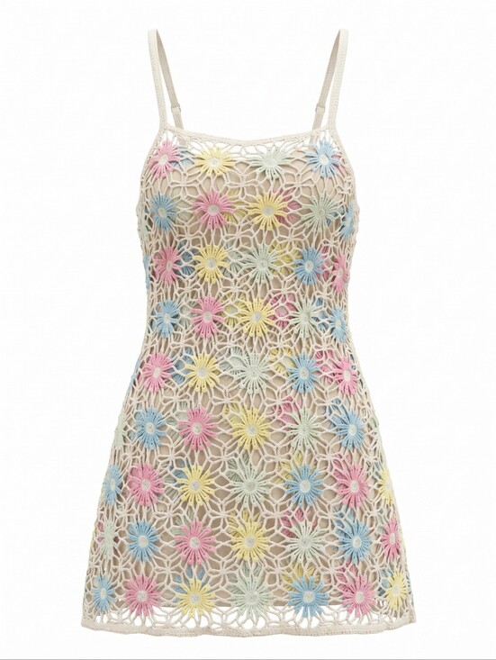 No Boundaries Other - No Boundaries Crochet Swim Coverup Tank Dress Pastel Floral Soft Festival XXL